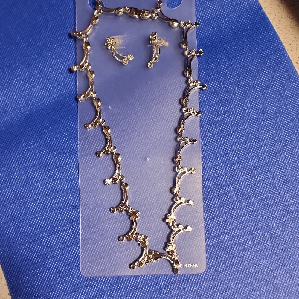 Elegant Silver Necklace and Earring Set...14 Inches Long